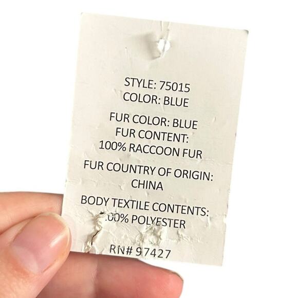 NWT Dolce Cabo Blue Raccoon Fur Removable Collar Sequin Tweed Jacket Womens XL - Picture 6 of 9